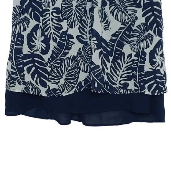 ALFRED SUNG Leaf print round pleated neckline fresh and flowy camisole - Picture 4 of 13